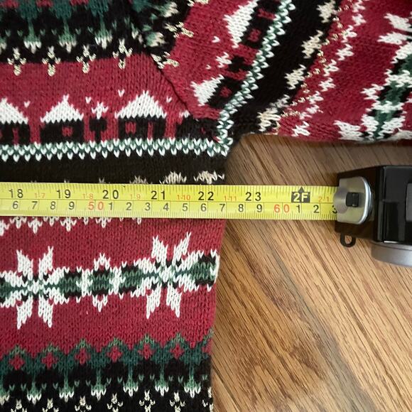Heirloom Collectibles Christmas Cardigan Sweater Women Large Zip Front Fair Isle - Picture 6 of 10